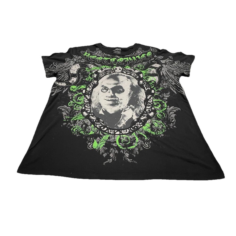 Beetlejuice Tribal Style Black Men’s T-Shirt Size Large Unisex Michael Keaton